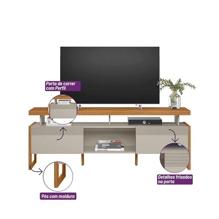 Rack Esmeralda para TV até 70 Polegadas – Linea Brasil – Nature/Off White
