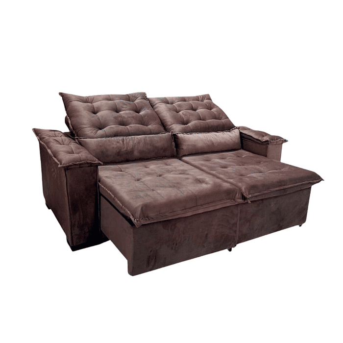 Sofá Retrátil Reclinável Dcore Veneza 210cm 2 Módulos Marrom