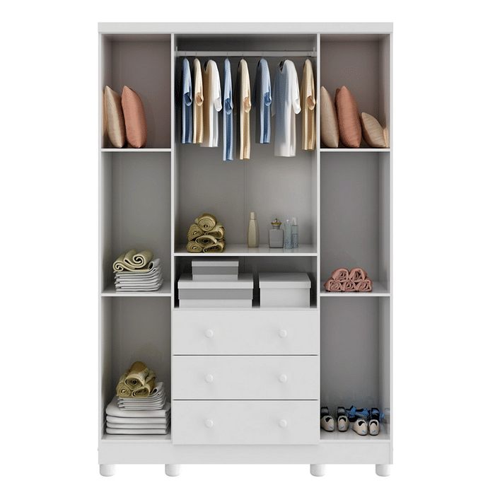 Guarda-Roupa Infantil 4 Portas em MDF Moveis Peroba Uli Branco