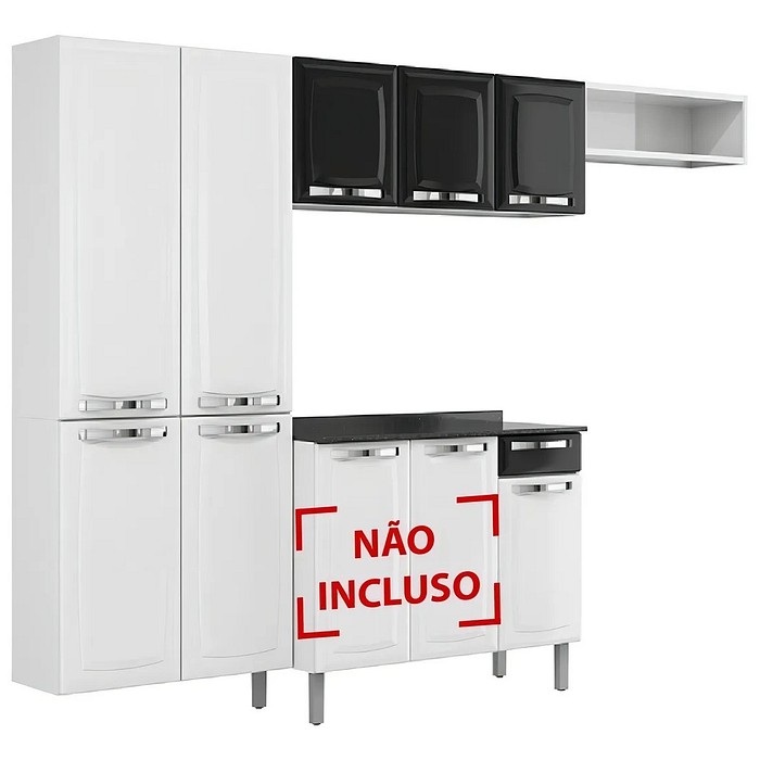 Cozinha compacta em Aço, Rose 7 Portas Preto - Itatiaia