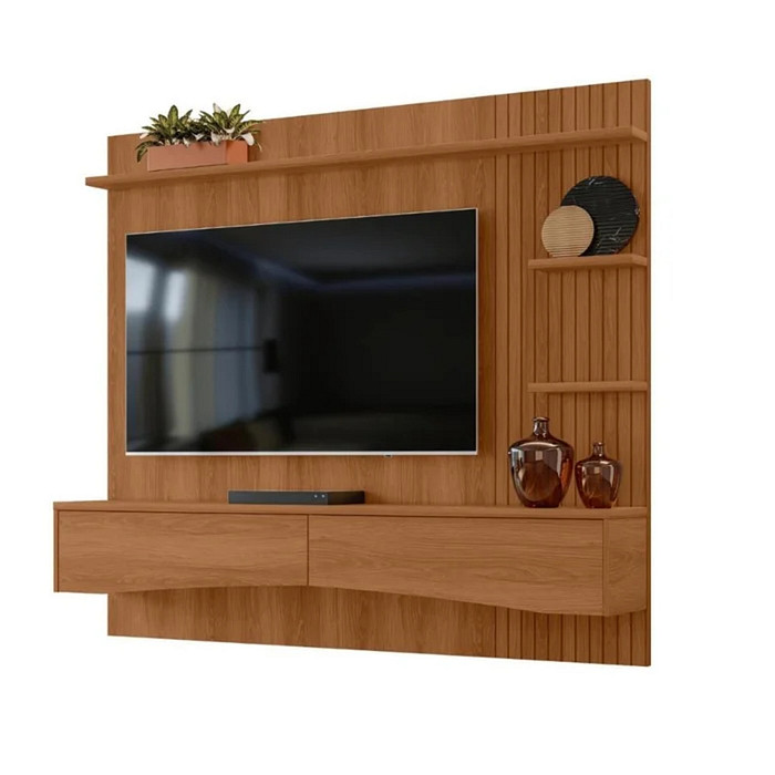 Painel Para TV 65 Polegadas 180cm Europa Jequitibá/Ripado 3D -  Lukaliam 