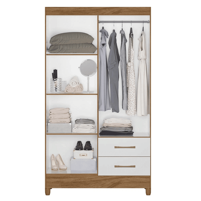 Guarda-Roupa Solteiro 4 Portas Chile, Naturale/branco - Moval