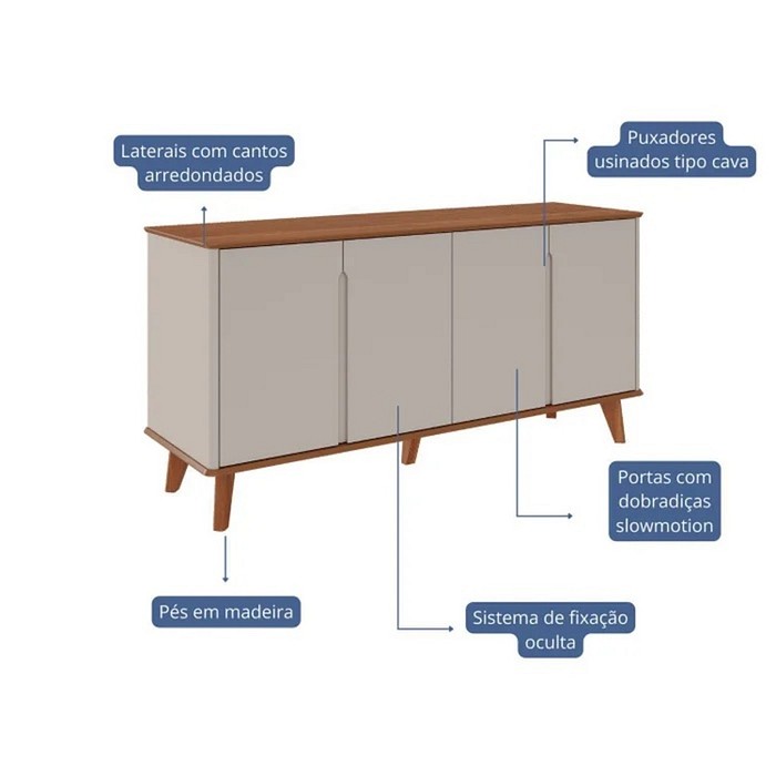 Buffet Cimol Serena 100% MDF Cinamomo e Off White