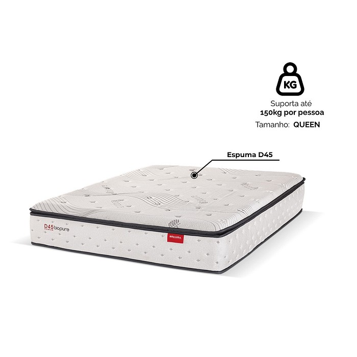 Colchão D45 Biopure Pillow Top King 158x198x30 Reconflex