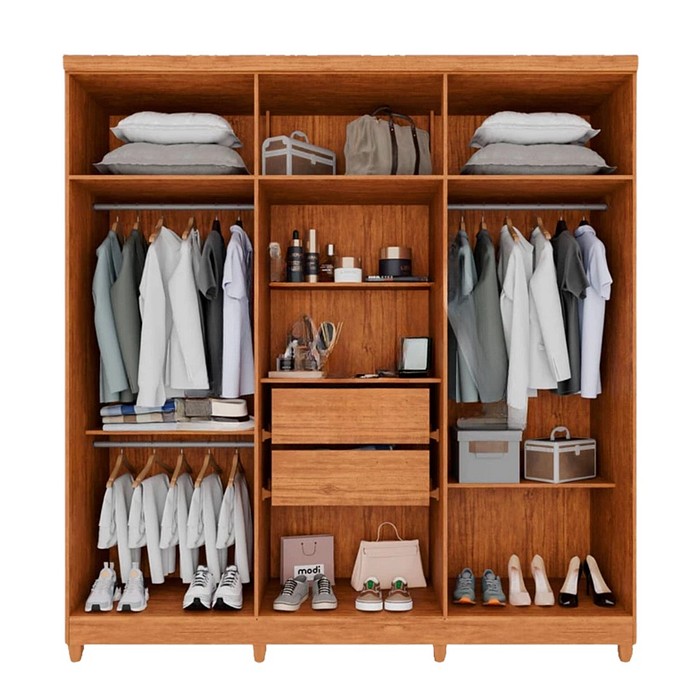 Guarda-Roupa Casal Portugal 6 Portas 2 Gavetas Imop Cinamomo/Off White