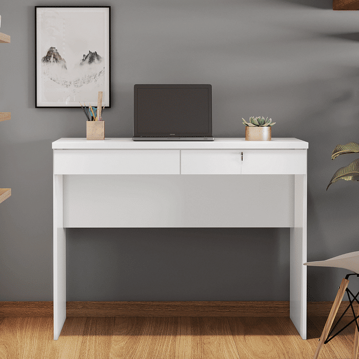 Escrivaninha Felicia 2 Gavetas e Chave Branco JCM