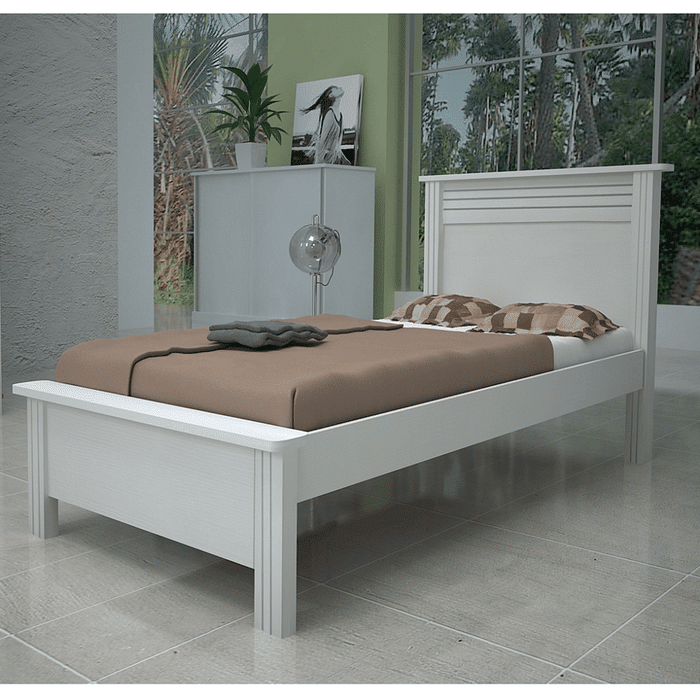 Cama Solteiro Plus em MDF Branco - Bom Pastor