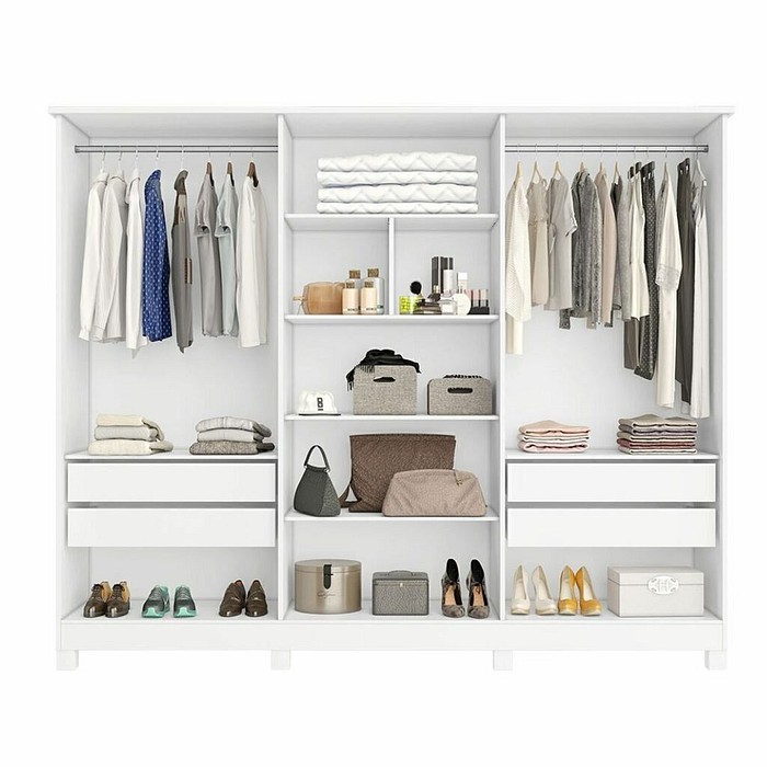 Guarda-Roupa Casal Em MDF 6 Portas Bianchi Nina Branco