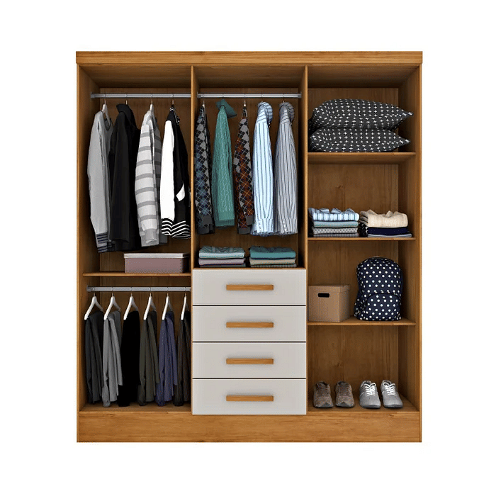 Guarda-Roupa Casal 6 Portas Tcil Móveis Arizona Cinamomo/Off White