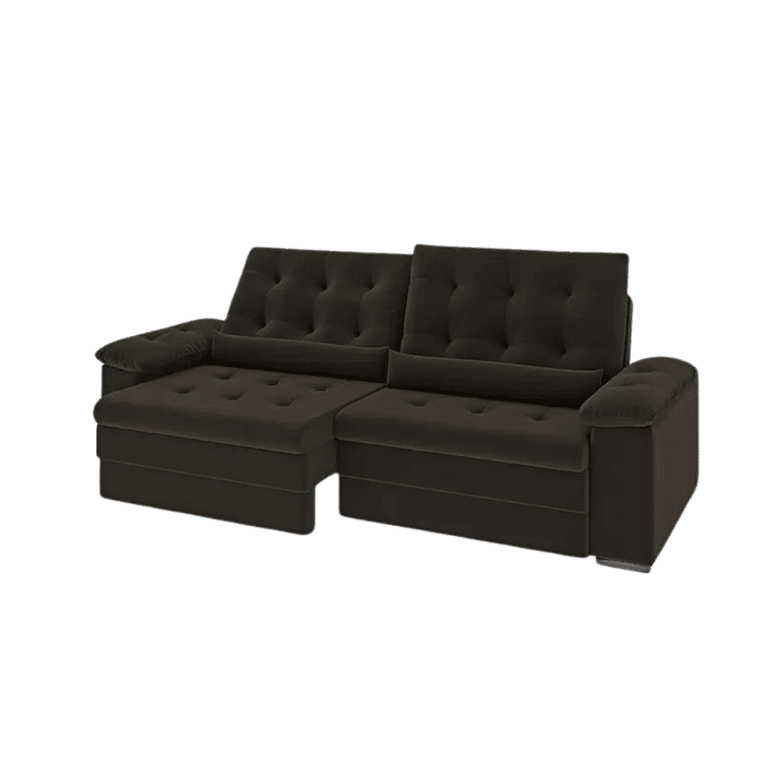 Sofá Retrátil e Reclinável 3 Lugares Columbus Marrom 217 cm