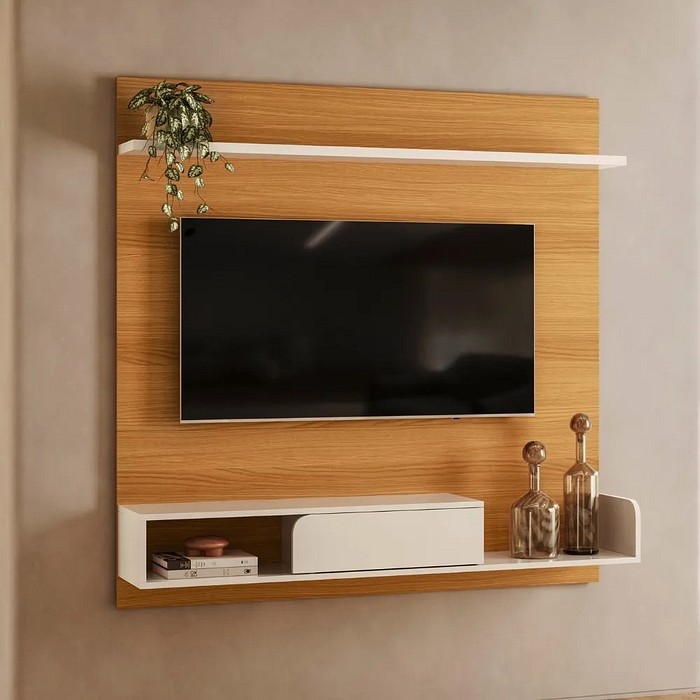 Painel para TV até 55 Polegadas Suspenso Evo 1.36 HB Móveis - Cinamomo/Off White