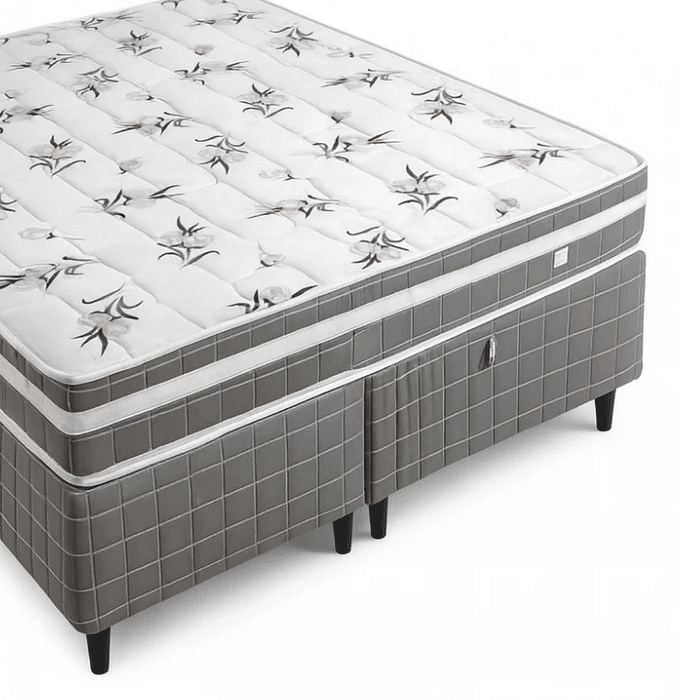 Conjunto Box Viena Queen Base + Colchão Molas Ensacadas 198x158x52