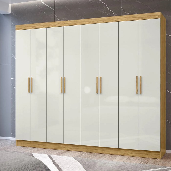 Guarda-Roupa Casal 8 Portas 4 Gavetas Tauri MX Móveis Marrocos/Off White
