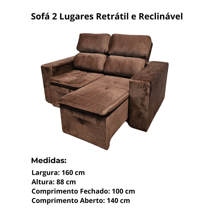 Sofá Retrátil e Reclinável Inovaflex Smart Milenium 2 Lugares Marrom