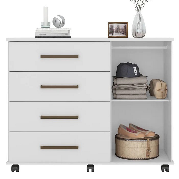 Cômoda Flora Demóbile 4 Gavetas e 1 Porta – Branco
