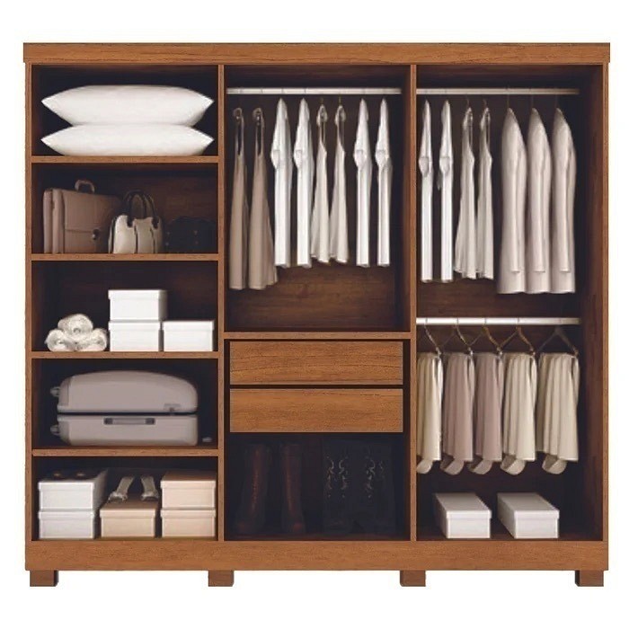 Guarda-Roupa Casal 6 Portas Sergipe Nature/Off White - Bianchi 