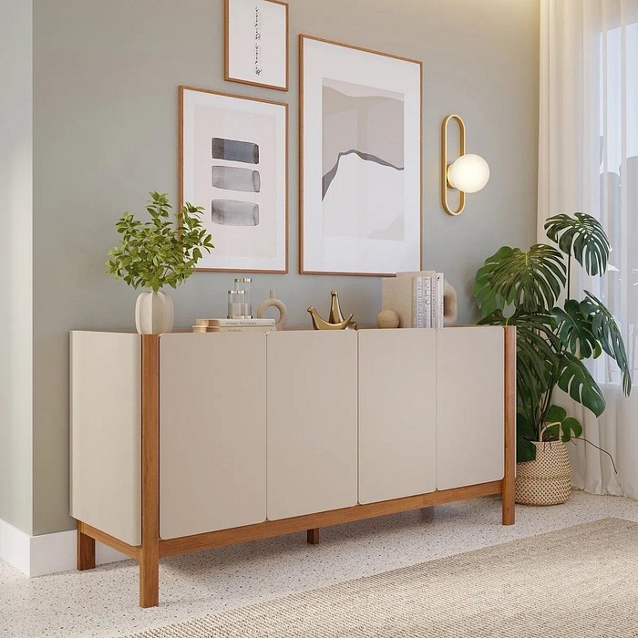 Buffet Cimol Araca 100% MDF Natuame Madeira /Off White