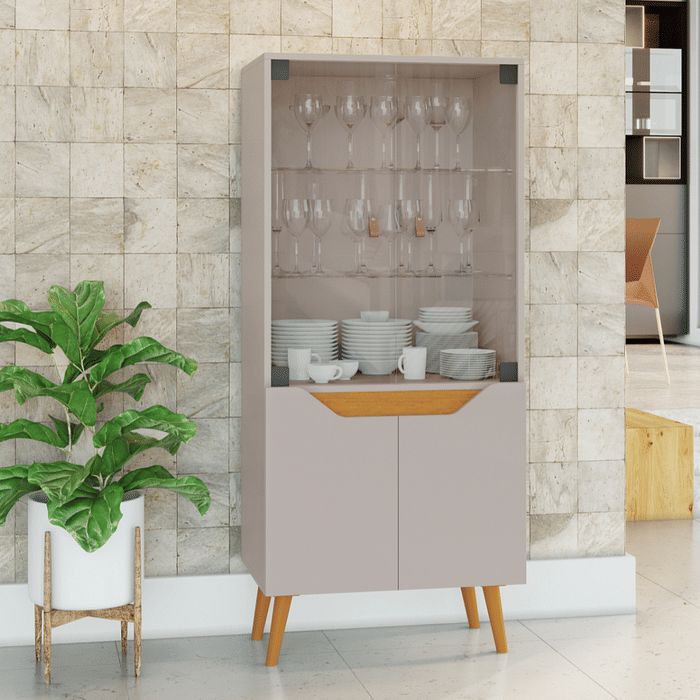 Cristaleira Plena 4 Portas Off White/Cinamomo - Jcm Móveis 