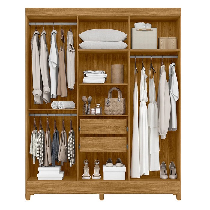 Guarda-Roupa 6 Portas 2 Gavetas Uruguai Freijó/Off White - Moval Móveis