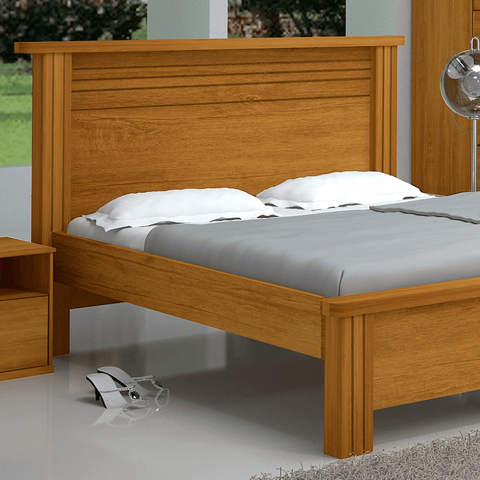 Cama Casal Plus em MDF Naturall - Bom Pastor