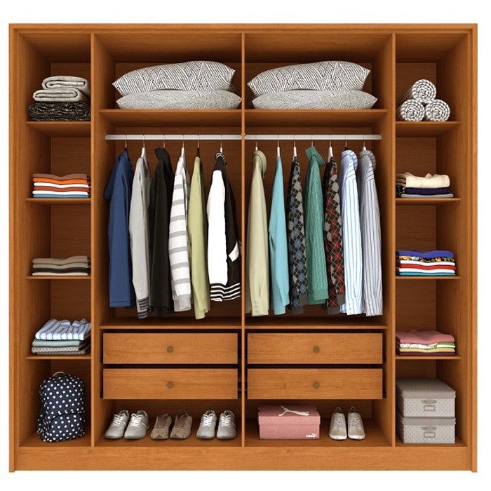 Guarda-Roupa Casal 6 Portas com 4 Gavetas Tcil Guarani – Cinamomo/Off White
