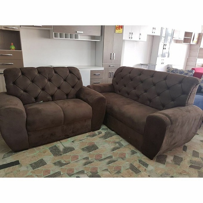 Sofá 3 e 2 Lugares Stilo Marrom - Malu Estofados