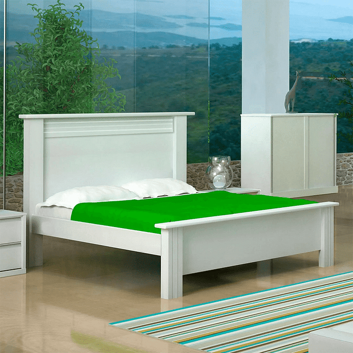 Cama Casal Plus em MDF Branco - Bom Pastor