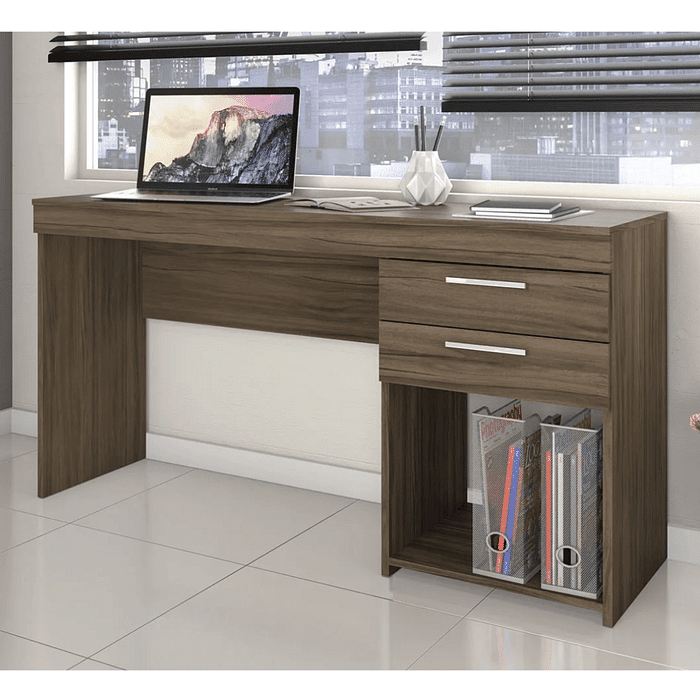 Escrivaninha/Mesa de Computador 2 Gavetas Office Nogal - Notável