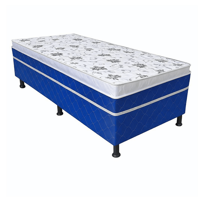 Cama Box Solteiro Conjugada 88x188x62 Malu Charm Azul