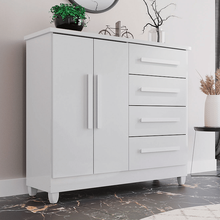 Cômoda Dubai Plus com Sapateira Branco - Imop