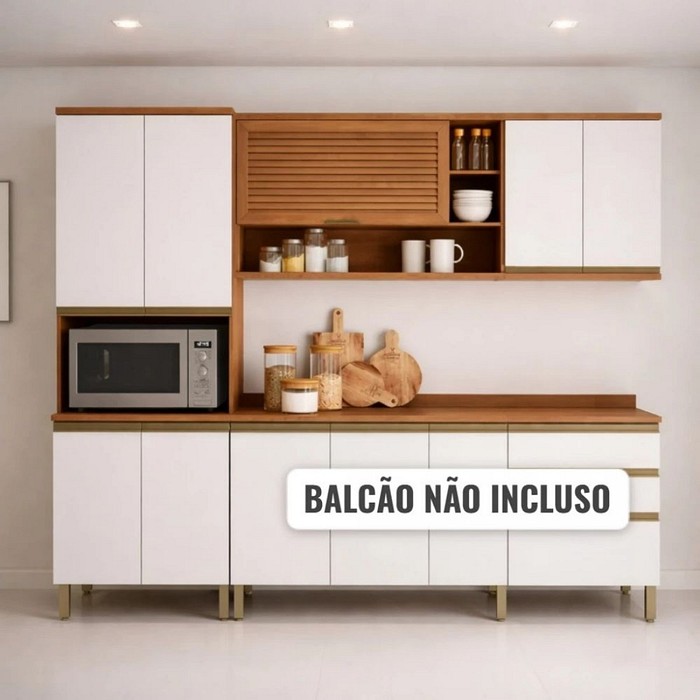 Cozinha Modulada Macadâmia 3 Peças Telasul - Freijó/Branco