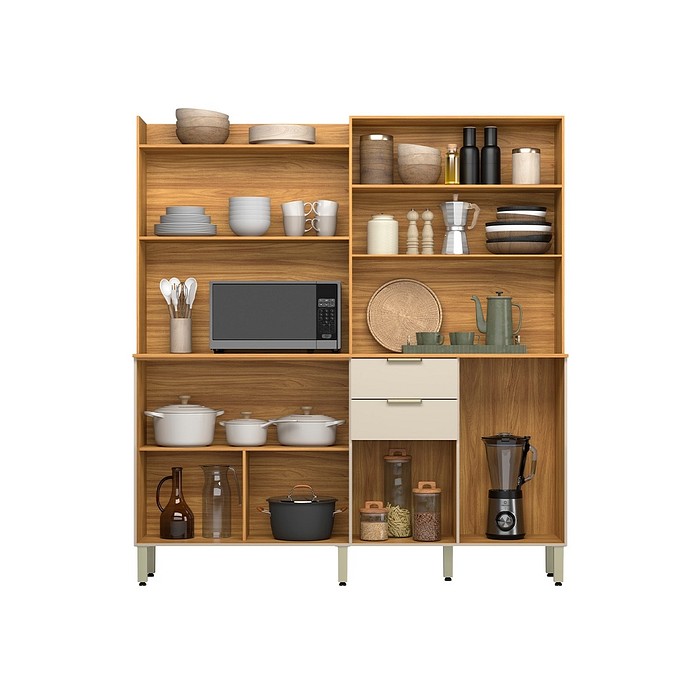 Kit Cozinha Compacta Pitaya 07 Portas e 2 Gavetas Demóbile - Cinamomo/Off White