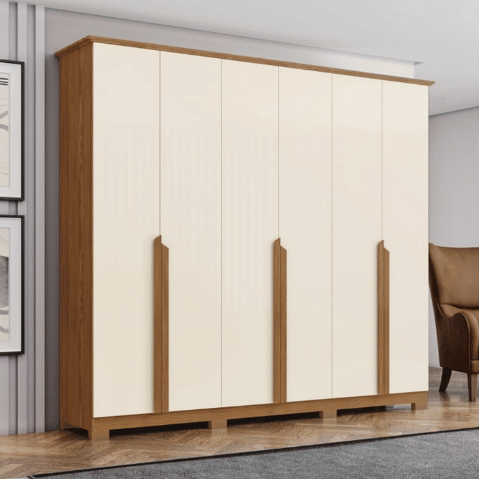 Guarda-roupa Casal Andreas 6 Portas Nature/Off - Henn