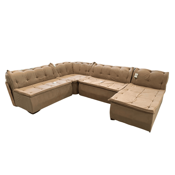 Sofá de Canto Malu com Chaise Fenix 4 Peças Castor
