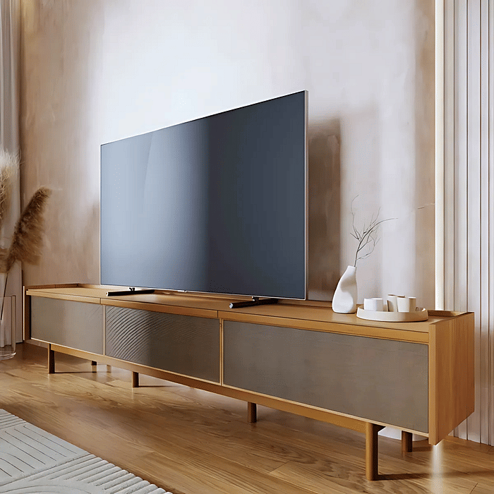 Rack Dune 3G 1.8 para Sala em Madeira Maciça e MDF, Cor Nature, 3 Gavetas - Imcal