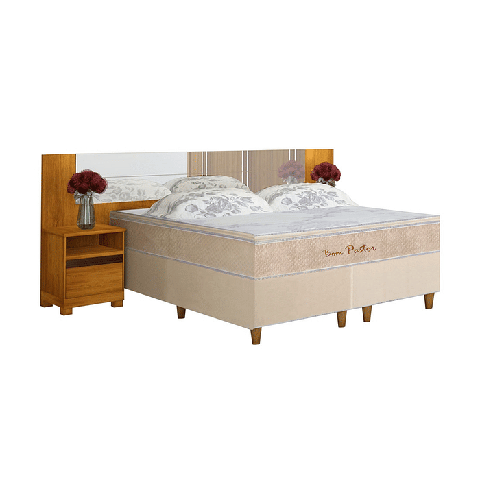 Cabeceira Casal/Queen em MDF com Espelho Bom Pastor Bariloche - Naturall