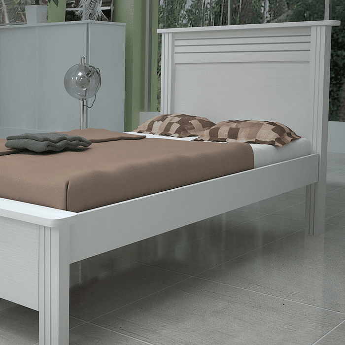 Cama Solteiro Plus em MDF Branco - Bom Pastor