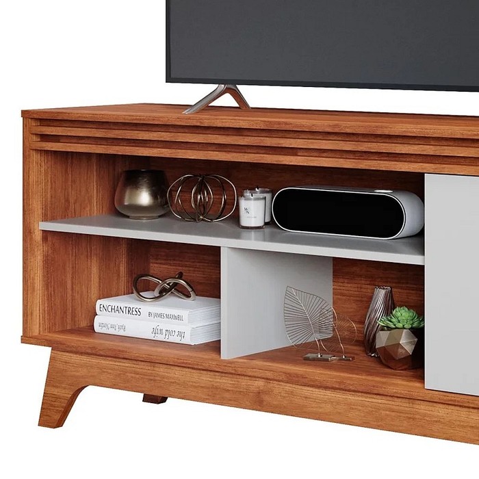 Rack Bancada Grécia 100% MDF 1 Porta Cinamomo Off White Permóbili