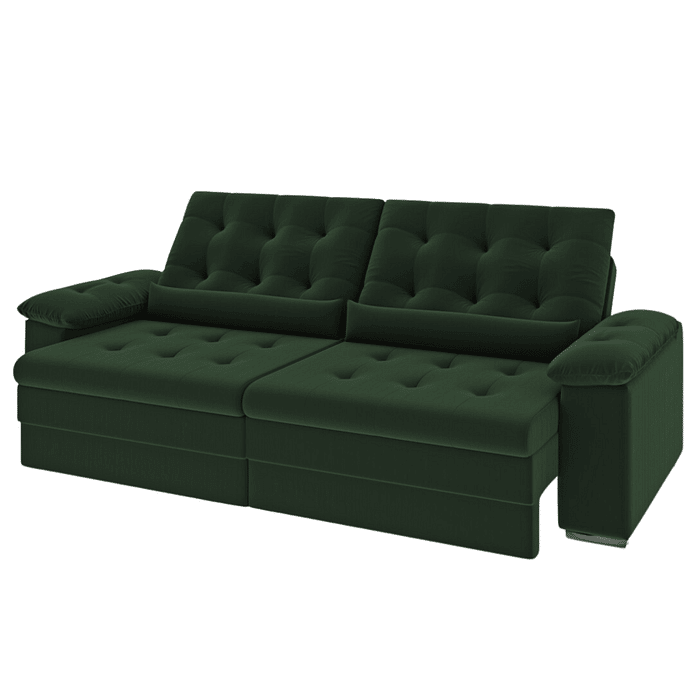 Sofá Retrátil e Reclinável 3 Lugares Columbus Verde 217 cm