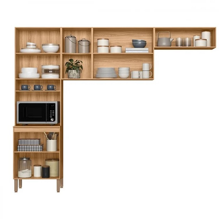 Cozinha Compacta Maria Flor MDP 5 Portas Freijó/Verde – Nicioli