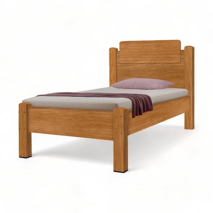 Cama Solteiro em MDF Paris Nature - Gabrielli Móveis