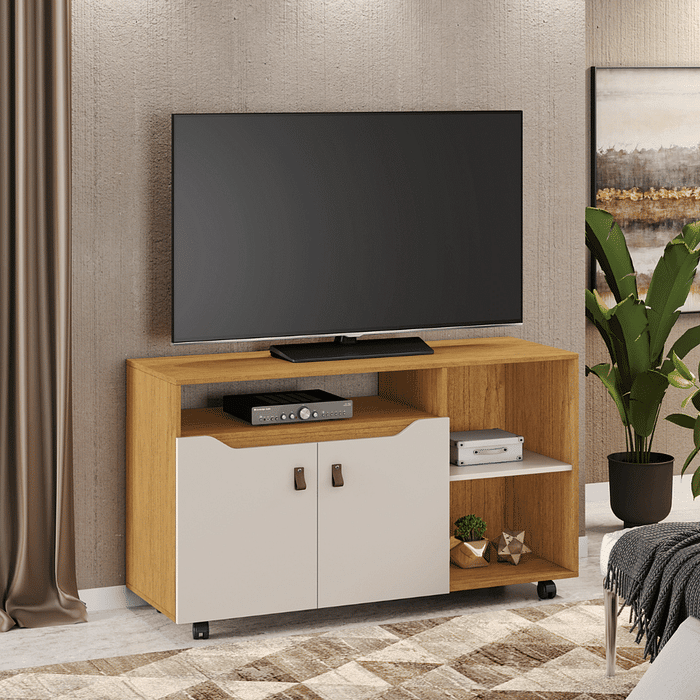 Rack para Sala TV 49 Polegadas Seleto Jcm Móveis Cinamomo/Off White