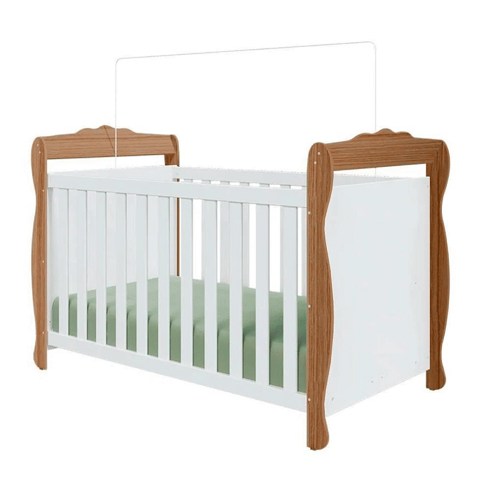 Berço Minicama 100% MDF Americano Lisi Branco Brilho/amêndoa - Móveis Peroba