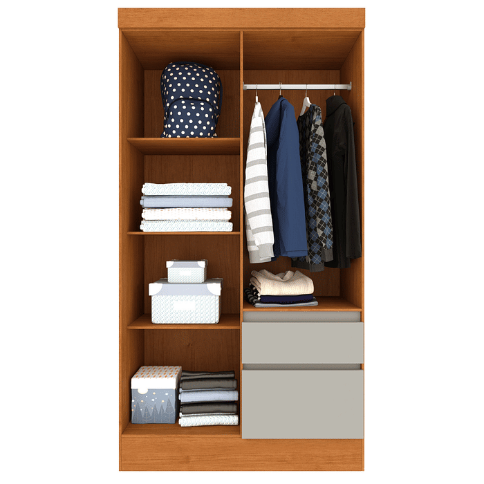 Guarda-Roupa Solteiro 4 Portas 2 Gavetas Oregon Cinamomo/Off White com Pés - Tcil Móveis 