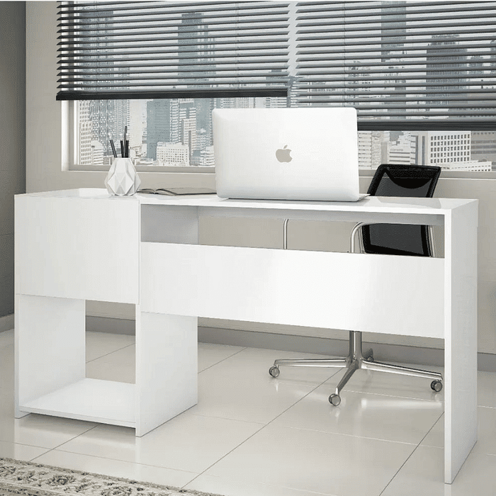 Escrivaninha/Mesa de Computador 2 Gavetas Office Branco - Notável
