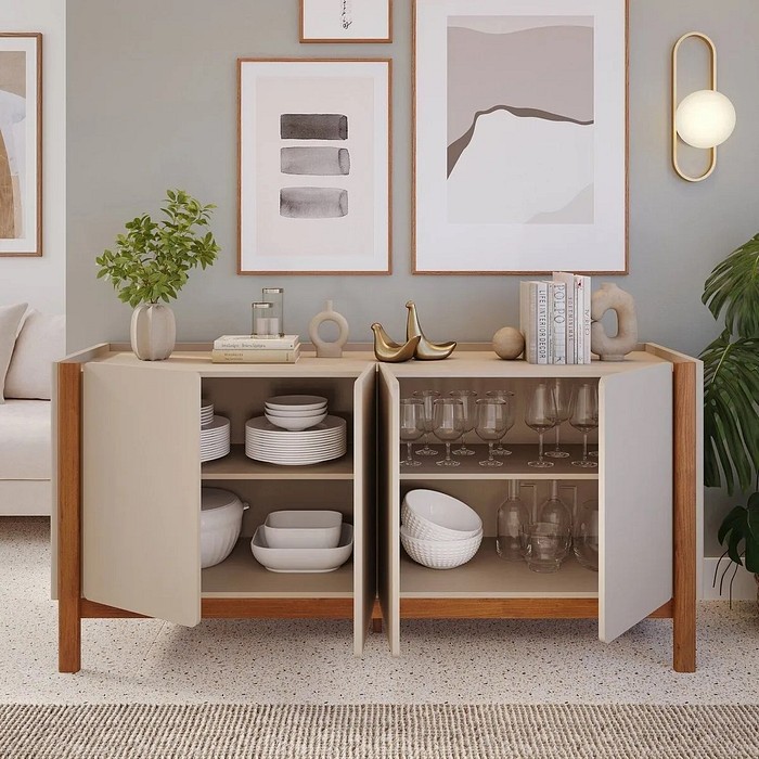 Buffet Cimol Araca 100% MDF Natuame Madeira /Off White