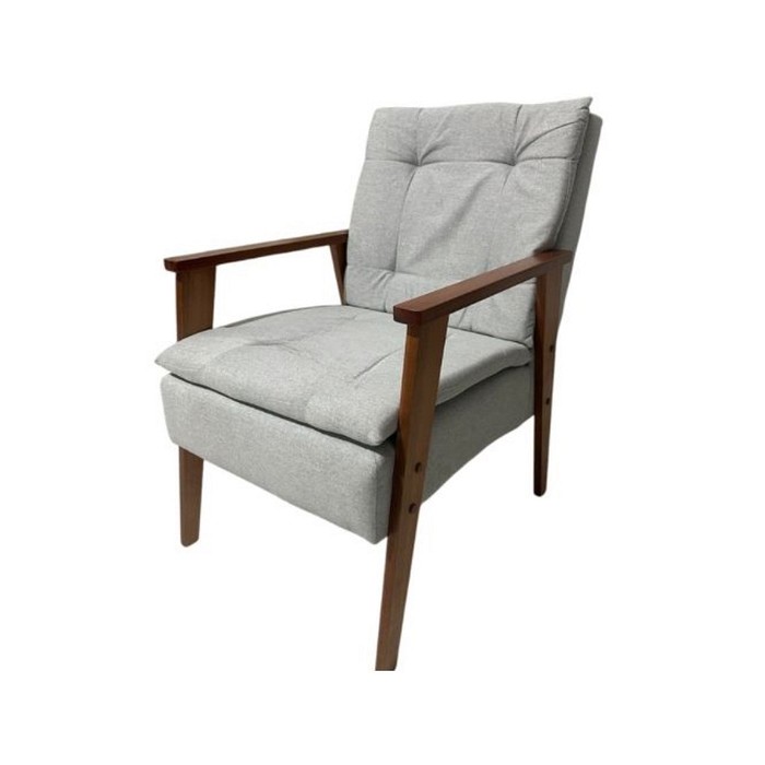 Poltrona Decorativa AZ Linho Cinza 184 Fibra Siliconada Pés Madeira