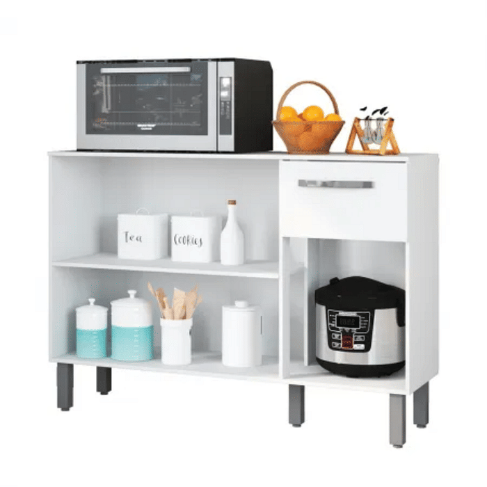 Balcão de Cozinha 3 Portas 1 Gaveta, Mila 120cm - Fiorello - Branco