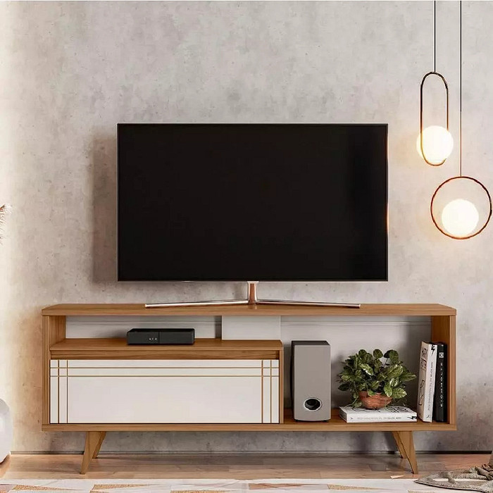 Rack Para Sala Retrô TV até 60 Polegadas Notável NT1315  Freijó/Off White