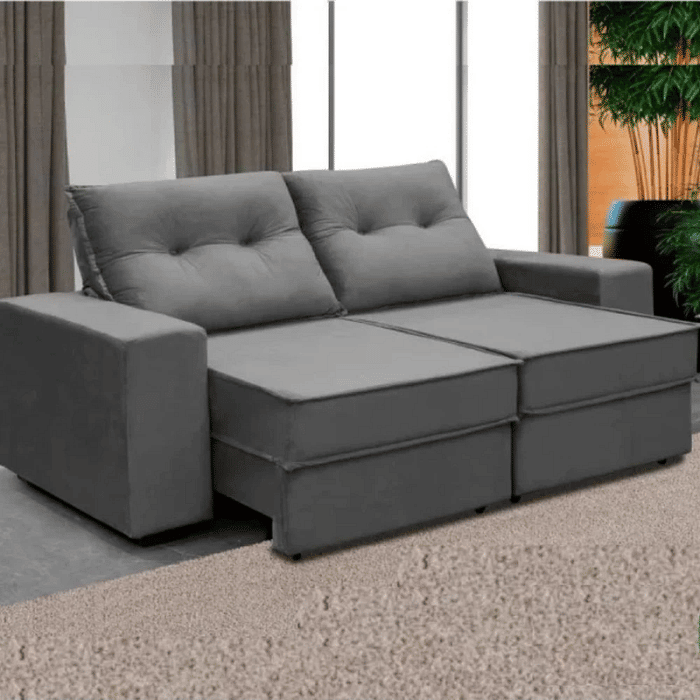 Sofá Retrátil e Reclinável Austrália 230cm Somopar Cinza